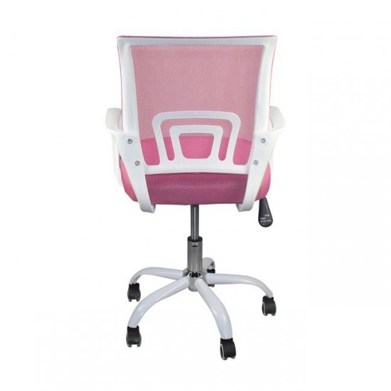BF2101-SC Πολυθρόνα Γραφείου χωρίς ανάκλιση Άσπρο / Mesh Ροζ-ΚΑΡΕΚΛΑ ΓΡΑΦΕΙΟΥ-ΚΑΡΕΚΛΑ ΓΡΑΦΕΙΟΥ ΧΩΡΙΣ ΑΝΑΚΛΗΣΗ-
