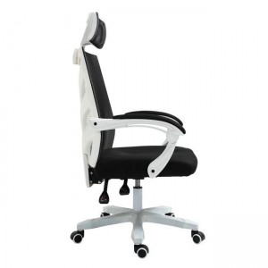 BF2985 ΠΟΛΥΘΡΟΝΑ ΓΡΑΦΕΙΟ ΔΙΕΥΘΥΝΤΗ ΑΣΠΡΟ, MESH ΜΑΥΡΟ 