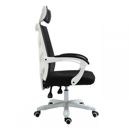 BF2985 ΠΟΛΥΘΡΟΝΑ ΓΡΑΦΕΙΟ ΔΙΕΥΘΥΝΤΗ ΑΣΠΡΟ, MESH ΜΑΥΡΟ-ΚΑΡΕΚΛΑ ΓΡΑΦΕΙΟΥ-ΚΑΡΕΚΛΑ ΔΙΕΥΘΥΝΤΗ-