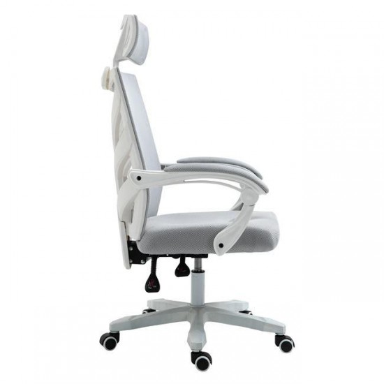 BF2985 ΠΟΛΥΘΡΟΝΑ ΓΡΑΦΕΙΟΥ ΔΙΕΥΘΥΝΤΗ ΑΣΠΡΟ -MESH ΓΚΡΙ-ΠΟΛΥΘΡΟΝΑ ΓΡΑΦΕΙΟΥ-ΜΕΤΑΛΛΟ-ΥΦΑΣΜΑ MESH-ΑΣΠΡΟ-ΓΚΡΙ-