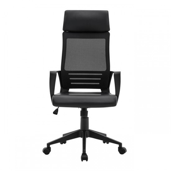 BF2500 ΠΟΛΥΘΡΟΝΑ ΓΡΑΦΕΙΟ ΔΙΕΥΘΥΝΤΗ MESH ΜΑΥΡΟ, PU ΜΑΥΡΟ-ΚΑΡΕΚΛΑ ΓΡΑΦΕΙΟΥ-ΚΑΡΕΚΛΑ ΔΙΕΥΘΥΝΤΗ-