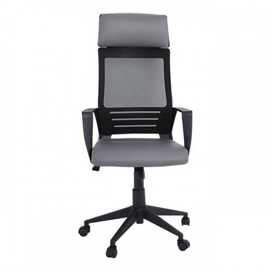 BF2500 ΠΟΛΥΘΡΟΝΑ ΓΡΑΦΕΙΟΥ ΔΙΕΥΘΥΝΤΗ MESH ΜΑΥΡΟ, PU ΓΚΡΙ