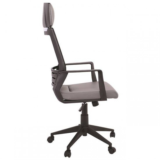 BF2500 ΠΟΛΥΘΡΟΝΑ ΓΡΑΦΕΙΟΥ ΔΙΕΥΘΥΝΤΗ MESH ΜΑΥΡΟ, PU ΓΚΡΙ