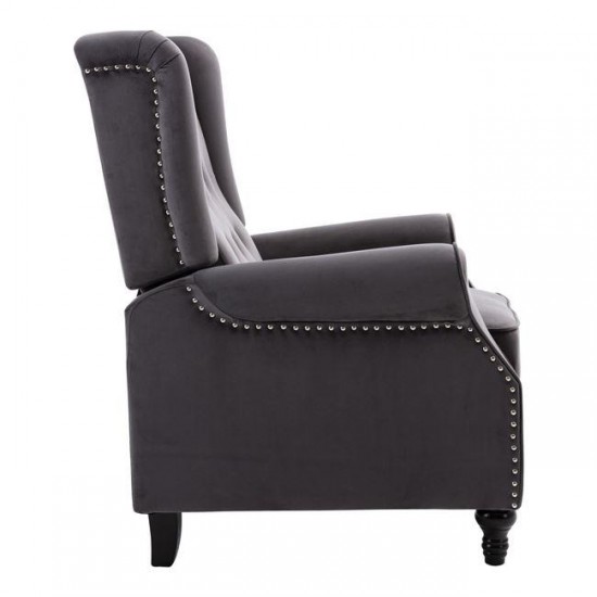 CHESTER Relax Πολυθρόνα Μπερζέρα Σαλονιού, Καθιστικού Ύφασμα Velure Γκρι 78x85x104cm