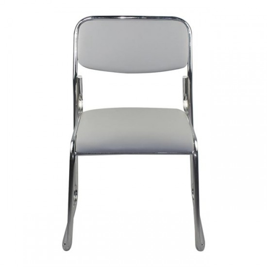 CAMPUS Καρέκλα Επισκέπτη Γραφείου, Στοιβαζόμενη Χρώμιο Μέταλλο, Soft Pu Γκρι