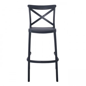 DESTINY Σκαμπό BAR με Πλάτη, PP Ανθρακί, Στοιβαζόμενο 50x53x75/108cm