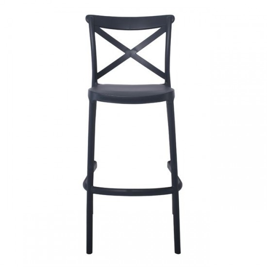 DESTINY Σκαμπό BAR με Πλάτη, PP Ανθρακί, Στοιβαζόμενο 50x53x75/108cm