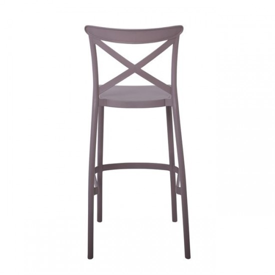 DESTINY Σκαμπό BAR με Πλάτη, PP Mocha, Στοιβαζόμενο 50x53x75/108cm