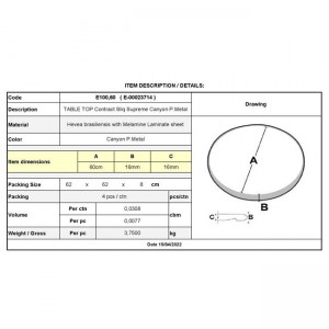 Contract Sliq Supreme Επιφάνεια Τραπεζιού,Φ60cm Απόχρωση Canyon P.Metal