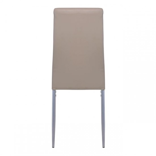 JETTA Καρέκλα Τραπεζαρίας Κουζίνας, Μέταλλο Βαφή Γκρι, Pvc Cappuccino Full K/D (Συσκ.6) 40x50x95cm