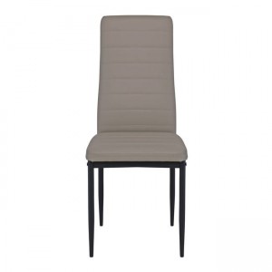 JETTA Καρέκλα Τραπεζαρίας - Κουζίνας, Μέταλλο Βαφή Μαύρο, Pvc Cappuccino Full K/D (Συσκ.6) 40x50x95cm