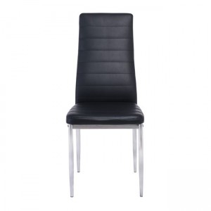 JETTA Καρέκλα Τραπεζαρίας - Κουζίνας, Μέταλλο Χρώμιο, Pvc Μαύρο, Full K/D (Συσκ.6) 40x50x95cm