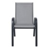 RIO Πολυθρόνα Κήπου-Βεράντας, Μέταλλο Βαφή Ανθρακί, Textilene Γκρι, Στοιβαζόμενη 55x74x91cm