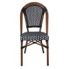 PARIS Καρέκλα Bistro, Αλουμίνιο Καρυδί, Wicker Άσπρο - Μαύρο, Στοιβαζόμενη 46x54x88cm