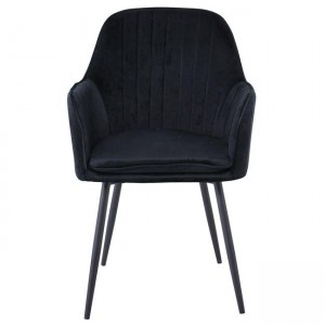 VALERY Πολυθρόνα Μέταλλο Βαφή Μαύρο, Ύφασμα Velure, Απόχρωση Μαύρο 55x61x87cm