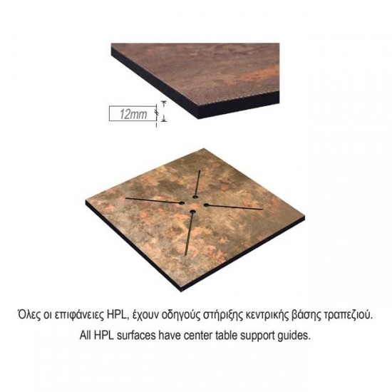 HPL Επιφάνεια Τραπεζιού Απόχρωση Walnut Vintage Φ70cm/12mm
