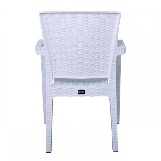 LORA Πολυθρόνα Κήπου Στοιβαζόμενη, PP (Rattan Look) Απόχρωση Άσπρο 57x57x87cm