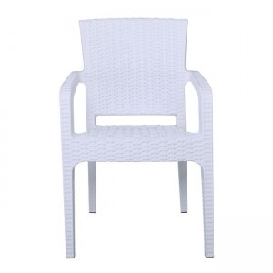 LORA Πολυθρόνα Κήπου Στοιβαζόμενη, PP (Rattan Look) Απόχρωση Άσπρο 57x57x87cm