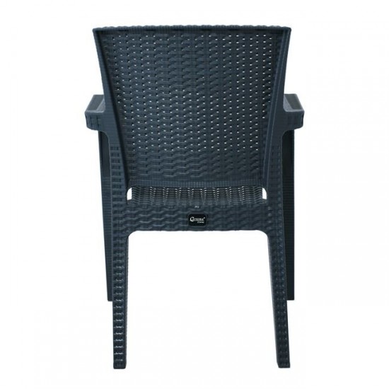 LORA Πολυθρόνα Κήπου Στοιβαζόμενη, PP (Rattan Look) Απόχρωση Ανθρακί  57x57x87cm