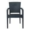 LORA Πολυθρόνα Κήπου Στοιβαζόμενη, PP (Rattan Look) Απόχρωση Ανθρακί  57x57x87cm