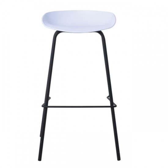PENTOS Σκαμπό BAR, Μέταλλο Βαφή Μαύρο, PP Άσπρο 49x46x83cm