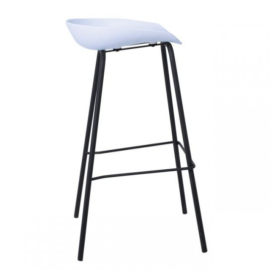 PENTOS Σκαμπό BAR, Μέταλλο Βαφή Μαύρο, PP Άσπρο 49x46x83cm