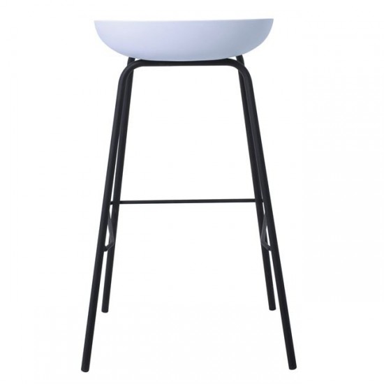 PENTOS Σκαμπό BAR, Μέταλλο Βαφή Μαύρο, PP Άσπρο 49x46x83cm