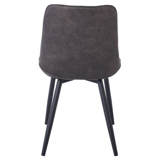 MORGAN Καρέκλα Τραπεζαρίας Σαλονιού, Μέταλλο Βαφή Μαύρο, Ύφασμα Suede Γκρι 53x61x86cm