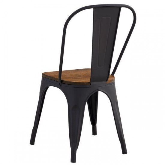 RELIX Wood Καρέκλα Μέταλλο Βαφή Μαύρο Extra Matte, Κάθισμα Dark Oak, Στοιβαζόμενη 45x53x85cm