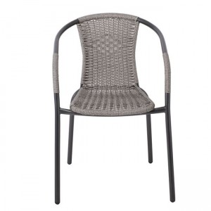 BALENO Πολυθρόνα Μέταλλο Βαφή Ανθρακί, Wicker Mixed Grey