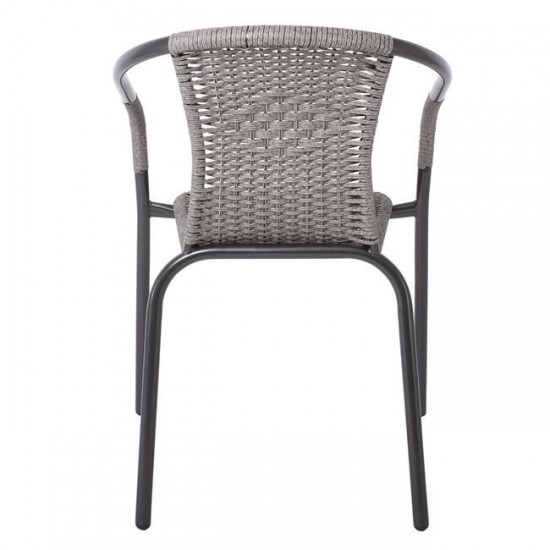 BALENO Πολυθρόνα Μέταλλο Βαφή Ανθρακί, Wicker Mixed Grey