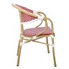 PARIS Πολυθρόνα Bistro Αλουμίνιο Φυσικό, Wicker Άσπρο - Κόκκινο, Στοιβαζόμενη 57x59x84cm