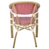 PARIS Πολυθρόνα Bistro Αλουμίνιο Φυσικό, Wicker Άσπρο - Κόκκινο, Στοιβαζόμενη 57x59x84cm