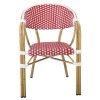 PARIS Πολυθρόνα Bistro Αλουμίνιο Φυσικό, Wicker Άσπρο - Κόκκινο, Στοιβαζόμενη 57x59x84cm