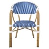 PARIS Πολυθρόνα Bistro Αλουμίνιο Φυσικό, Wicker Άσπρο - Μπλε, Στοιβαζόμενη 57x59x84cm