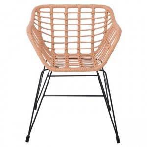 SALSA-S Πολυθρόνα Κήπου, Μέταλλο Βαφή Μαύρο, Wicker Φυσικό (χωρίς μαξιλάρι) 57x64x76cm