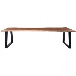 LIZARD-W Τραπέζι Τραπεζαρίας, Μέταλλο Βαφή Μαύρο, Ξύλο Ακακία Φυσικό 300x100x78cm