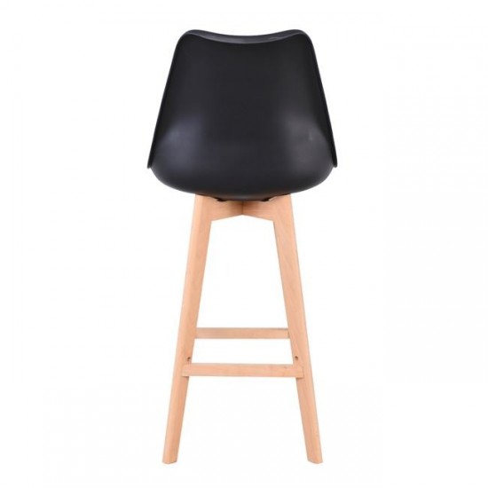 MARTIN Σκαμπό BAR Οξιά Φυσικό, Μαύρο PP & Ύφασμα Velure, Μονταρισμένη Ταπετσαρία 49x57x74/111cm