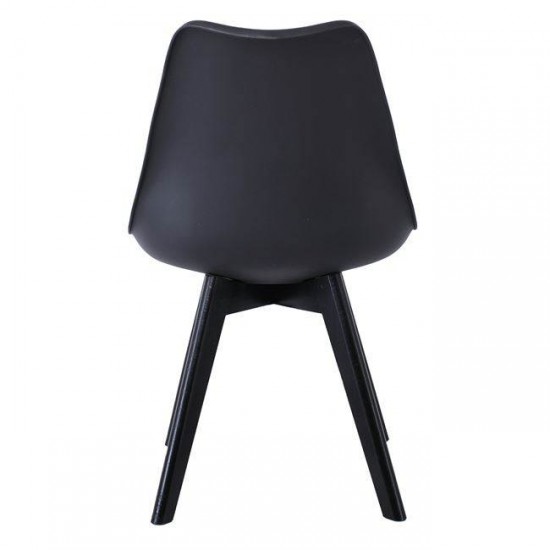 MARTIN Καρέκλα Ξύλο Μαύρο, PP Μαύρο Μονταρισμένη Ταπετσαρία 49x57x82cm