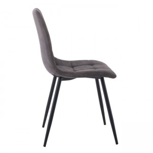 LYDIA Καρέκλα Τραπεζαρίας - Κουζίνας, Μέταλλo Bαφή Μαύρο, Ύφασμα Suede Ανθρακί 44x55x86cm