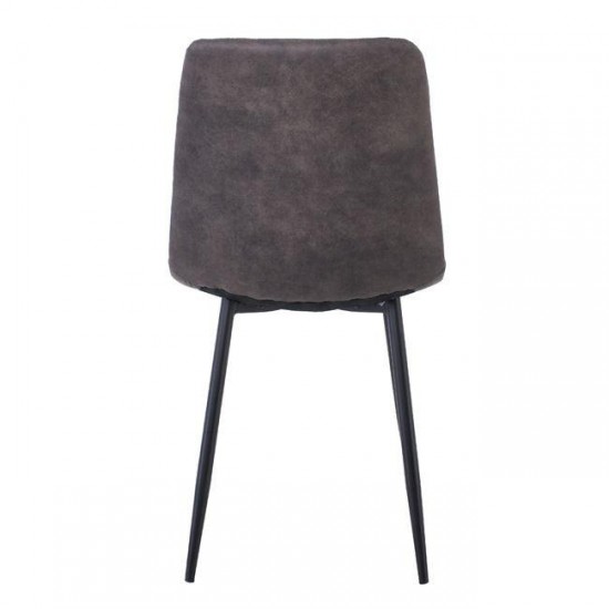 LYDIA Καρέκλα Τραπεζαρίας - Κουζίνας, Μέταλλo Bαφή Μαύρο, Ύφασμα Suede Ανθρακί 44x55x86cm