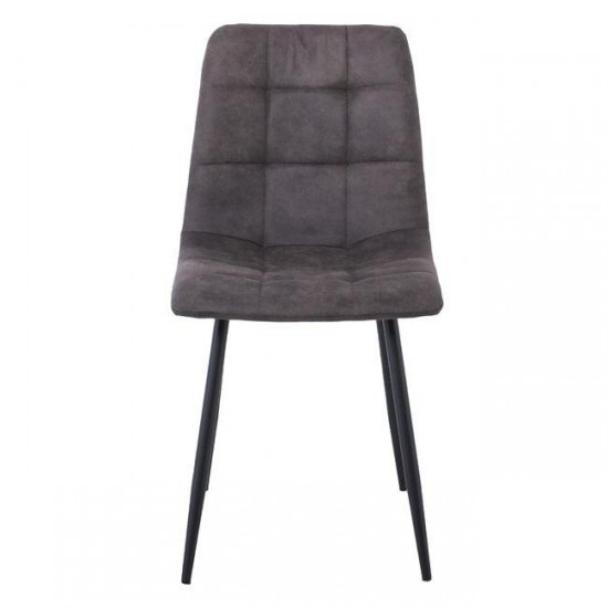 LYDIA Καρέκλα Τραπεζαρίας - Κουζίνας, Μέταλλo Bαφή Μαύρο, Ύφασμα Suede Ανθρακί 44x55x86cm