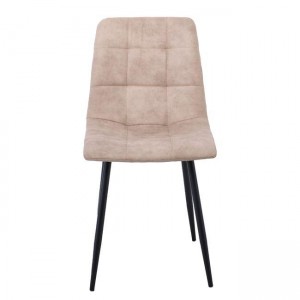 LYDIA Καρέκλα Τραπεζαρίας - Κουζίνας, Μέταλλo Bαφή Μαύρο, Ύφασμα Suede Μπεζ 44x55x86cm