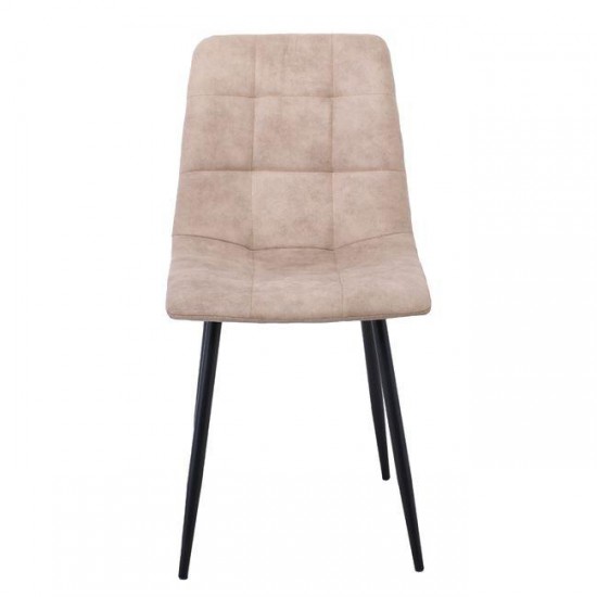 LYDIA Καρέκλα Τραπεζαρίας - Κουζίνας, Μέταλλo Bαφή Μαύρο, Ύφασμα Suede Μπεζ 44x55x86cm
