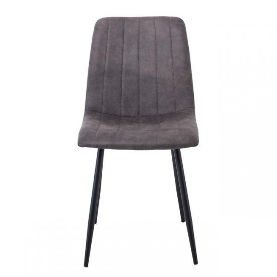 ARIA Καρέκλα Τραπεζαρίας - Κουζίνας, Μέταλλo Bαφή Μαύρο, Ύφασμα Suede Ανθρακί 44x55x86cm