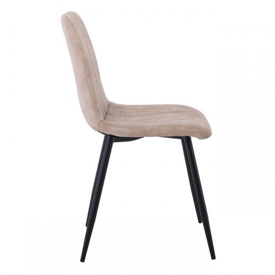 ARIA Καρέκλα Τραπεζαρίας - Κουζίνας, Μέταλλo Bαφή Μαύρο, Ύφασμα Suede Μπεζ