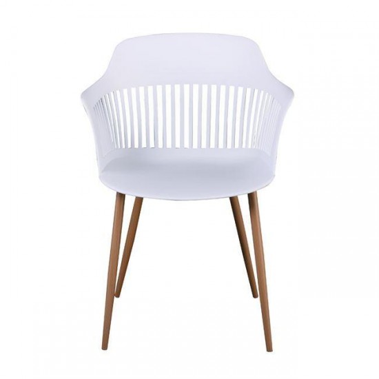 LOUISE Πολυθρόνα Μέταλλο Βαφή Φυσικό, PP-UV Άσπρο (εκτός συσκευασίας)