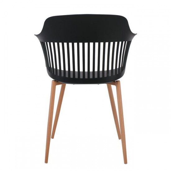 LOUISE Πολυθρόνα Μέταλλο Βαφή Φυσικό, PP-UV Μαύρο (εκτός συσκευασίας)