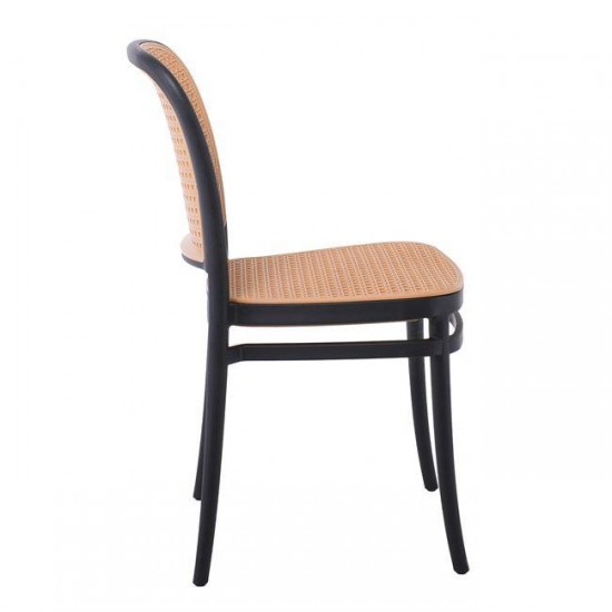 FLORENCE Καρέκλα PP Μαύρο, PP Rattan Μπεζ, Στοιβαζόμενη 41x41x83cm