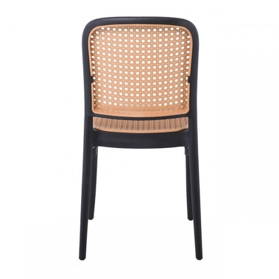 FLORENCE Καρέκλα PP Μαύρο, PP Rattan Μπεζ, Στοιβαζόμενη 41x41x83cm